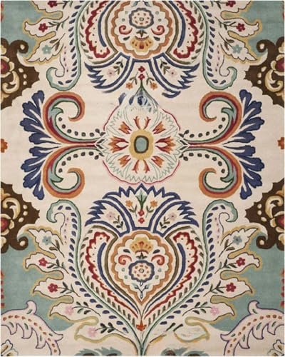 Image of Irregular Shape Handmade Woolen Carpet White Colour Size 4x6 feet