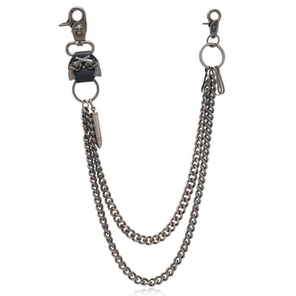 PINKPIN Wallet Chain Biker Punk Bullet Key Chains Hip Hop Skull Pant Chain Heavy Waist Chain for Men’s Pants Jean Belt
