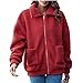 Giacca a maniche lunghe del cardigan di colore solido caldo della peluche delle donne, Rosso, M
