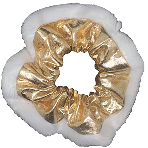 Topkids Accessories Christmas Scrunchies for Women Hair Accessories for Girls Festive Hair Accessories for Women Hair Bobbles Hair Band Hair Ties Girls Gifts White Fabric Elastic Hair Bands (Gold)