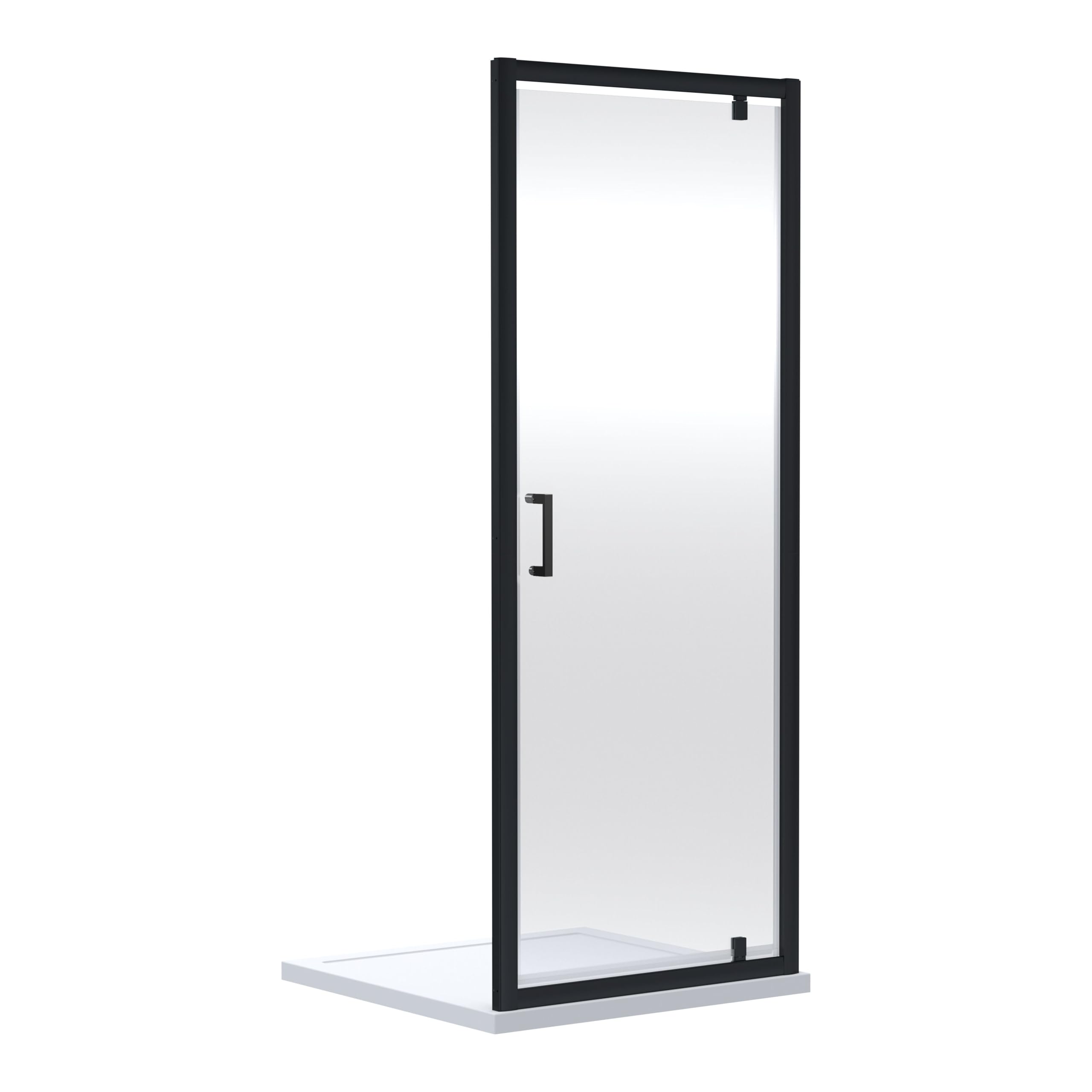 B&Q - Almington 6mm Toughened Safety Glass Reversible Pivot Shower Door1900 X 900mmMatt BlackBalterley
