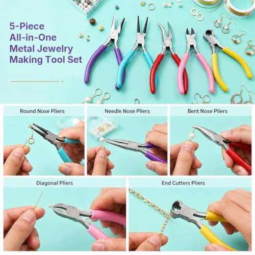 Image of 7pcs Jewellery Making Tools Kit Jewelry Pliers Tweezers for Crafting Beading Project