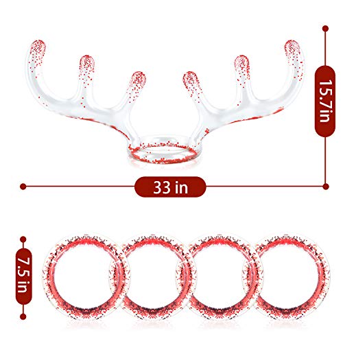 MeiGuiSha 2 Pack Inflatable Reindeer Antler,Inflatable Reindeer Antlers with Sequins, Ring Toss Games for Christmas Party Games Indoor School Carnival Games(2 Antlers 8 Rings) - Thumbnail 2