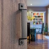 Manija de puerta de granero negro de 8 pulgadas de acero sólido para puertas correderas de granero, cobertizos