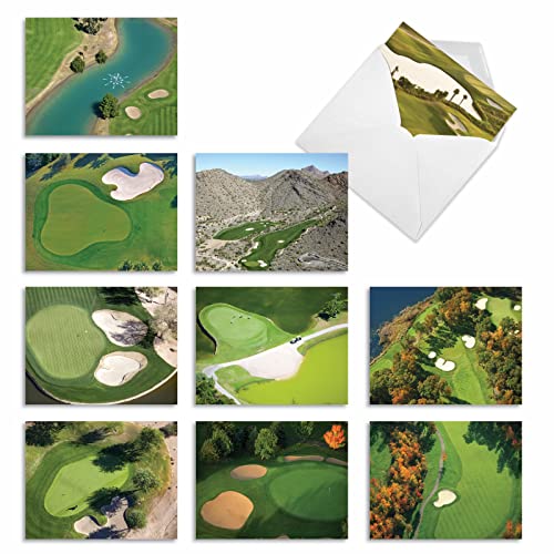 Cartes de remerciement parcours de golf lot de 10 avec enveloppes blanches M6458TYG