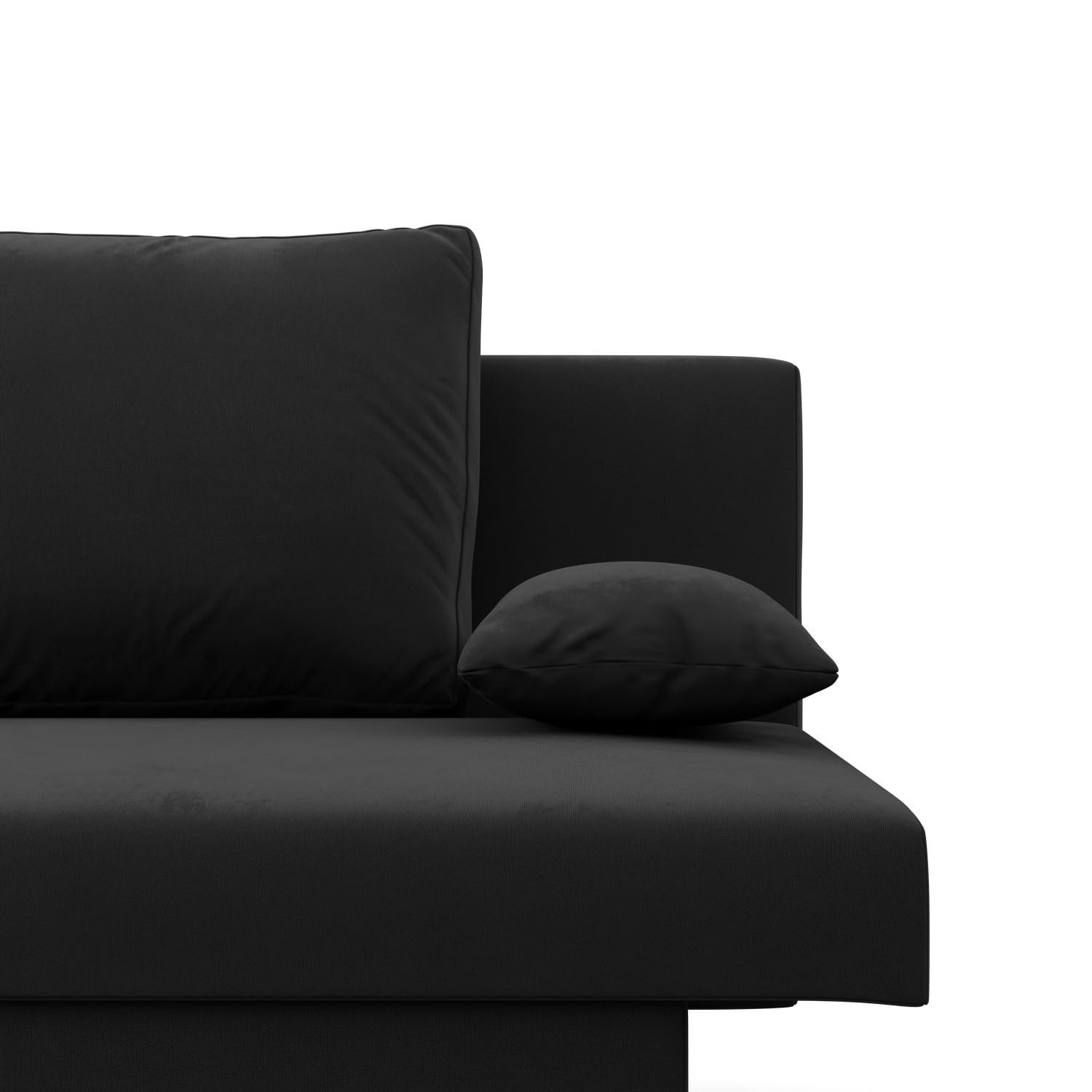 Mebligo - Sofa 3-Sitzer NOLA mit Schlaffunktion und Bettkasten, Schaum, schwarz