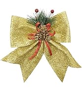 allgala Christmas Decorative Bows for Wreath Garland Treetopper Christmas Tree (07" Med Gold 4-PK...