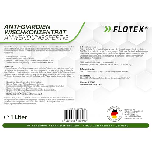 FLOTEX Anti-Giardien Wischkonzentrat 2x1L I Hocheffektives Giardien Desinfektionsmittel für alle Oberflächen I Wirksames Desinfektionsmittel für Giardien für den Haushalt
