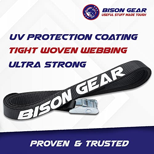 Bison Gear Premium Tie Down Straps - (Car Roof Rack Straps For Surfboard Kayak Or Cargo Lashing) 13Ft Heavy Duty Cam Straps With Buckles - 2 Pack #TOP3