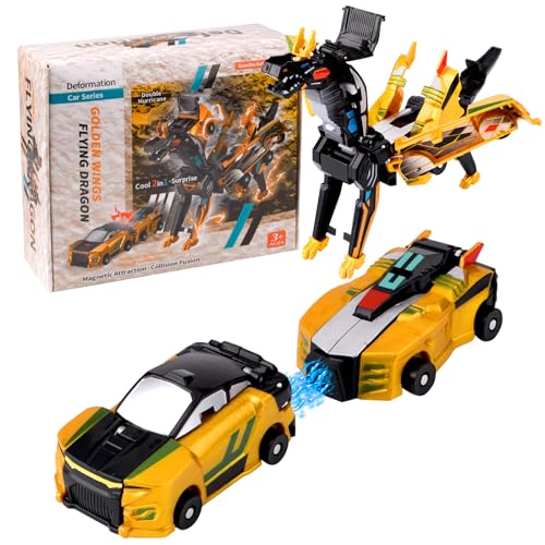 Vibbang 2 Stück Einhorn Roboter, Transformierendes Auto Roboter Spielzeug, Unicorn Cars Spielzeug, Kollision Deformation Kombinierter Roboters, Einhorn Auto Roboters Set