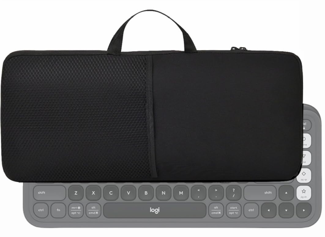 Portable Waterproof Dustproof Shockproof Neoprene Carrying Case for Logitech POP ICON Keys Wireless Bluetooth Keyboard & Mouse Combo | Foldable Design with Handle & Mesh Pocket