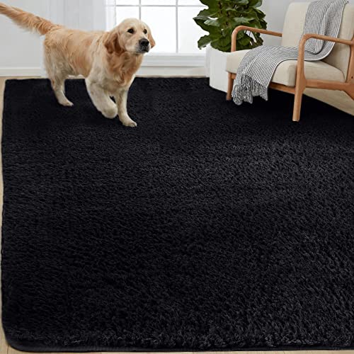 Gorilla Grip Soft Faux Fur Area Rug, Washable, Shed and Fade Resistant, Grip Dots Underside, Fluffy Shag Indoor Bedroom Rugs, Easy Clean, for Living Room Floor, Nursery Carpets, 5x8 FT, Jet Black Gorilla Grip Soft Faux Fur Area Rug, Washable, Shed and Fade Resistant, Grip Dots Underside, Fluffy Shag Indoor Bedroom Rugs, Easy Clean, for Living Room Floor, Nursery Carpets, 5x8 FT, Jet Black