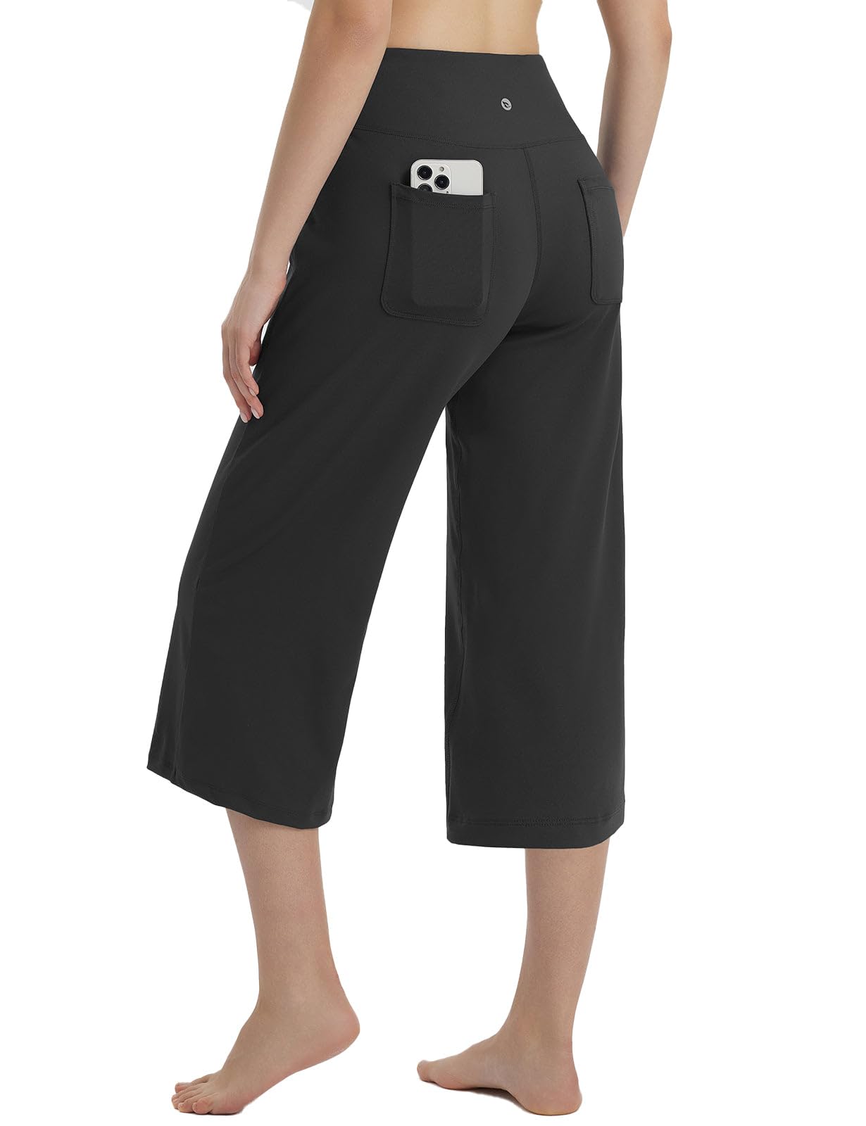 baleaf Women's Capri Pants Wide Leg with 4 Pockets Yoga Dress Capris High Waist Cropped Pants Loose Lounge Travel Summer