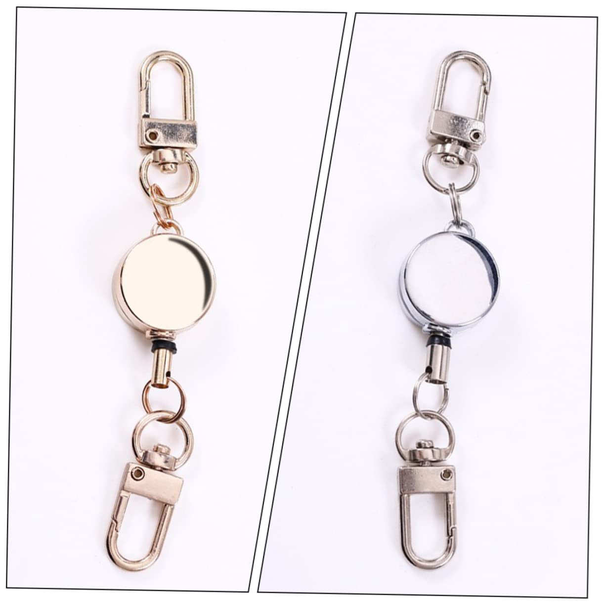 HOMSFOU 4 Set 4 Set di Portachiavi con Porta Badge Retrattili Facili da Tirare con Clip Retrattile Portachiavi Estensibile per Badge Flessibile 2 Pezzi * 4