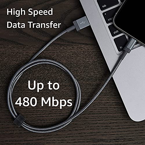 Amazon Basics 2-Pack Usb-A To Lightning Charger Cable, Nylon Braided Cord, Mfi Certified Charger For Apple Iphone 14 13 12 11 X Xs Pro, Pro Max, Plus, Ipad, 6 Foot, Dark Gray #TOP6