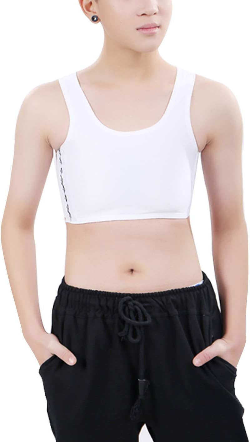 LES MASKTomboy Lesbian Trans Chest Binder Stronger Elastic Short Tank Top Breathable Mesh Corset with 3 Rows Buckle