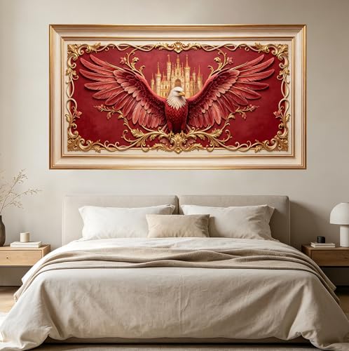 Tableau aigle 3D grand format salon chambre bureau - 3