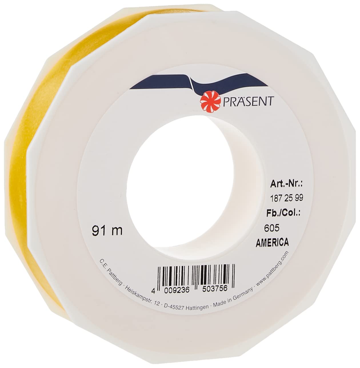 PRÄSENT - America Curling Ribbon Yellow 25 mm width, 91 m length