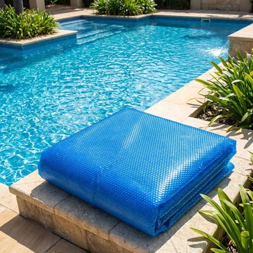 16 Mil Solar Pool Cover 18 x 36 FT,Rectangle PE Bubble Pool Cover for in Ground and Above Ground Swimming Pools,Hot Tub,Blue, 18*36 FT