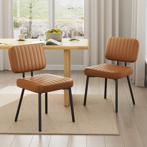 HVZHVZ Dining Chairs Set, Upholstered Mid Century Modern Kitchen Dining Room Accent Chairs with Faux...