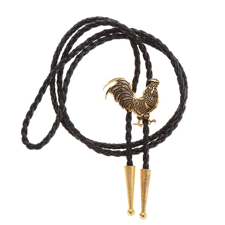 Image of Western Cowboy Bolo tie for Men Women Gold Silver Death Skull Moth Cross Bolo Tie Christmas Deer Rooster Wolf Necktie Gift
