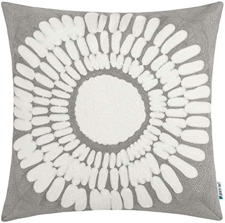 HWY 50 Gray Grey Throw Pillow Covers 18x18 Inch for Couch Sofa Bed, Decorative Embroidered Modern Sunflower Throw Pillows Case Cushion Cover Single Piece Cotton