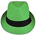 Gelante Summer Fedora Panama Straw Hats with Black Band M215 Kelly Green L/XL