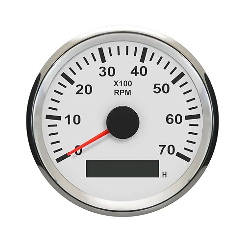 ELING Tacómetro REV Contador RPM Medidor con medidor de horas 0-7000RPM 3.346 in 12V 24V con retroiluminación