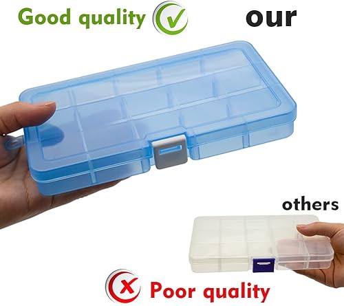 Miniatura 6 de Qualsen Organizador de 15 cuentas con divisores ajustables (paquete de 4), organizador de caja de aparejos y pequeña caja organizadora de plástico