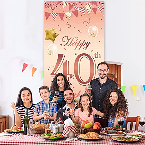 KAINSY Zwart goud 40e verjaardag deurbanner, grote gelukkige verjaardag achtergrond banner decoraties voor mannen… - Image 6