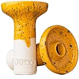 DR.HOOK - Cazoleta Cachimba Shisha Cerámica Fhunnel - Barro blanco con chamota - Cerámica Artesanal Hecha a mano - Tipo Phunel esmaltada - Compatible Gestor de calor. (AMARILLO)