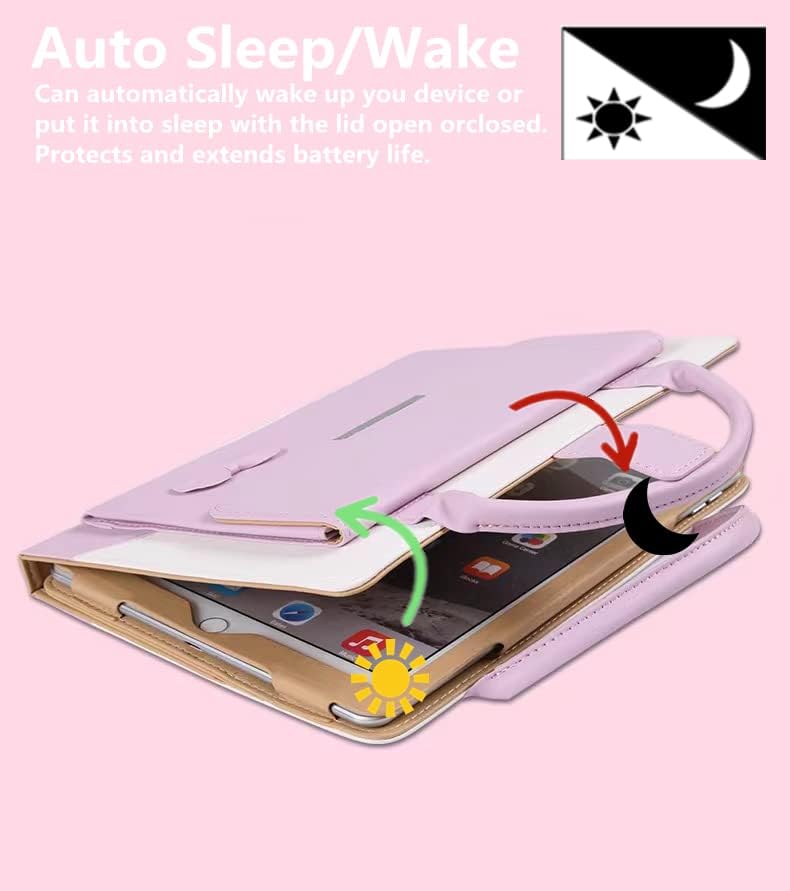 Cute Case for iPad 9th Generation 2021 / iPad 8th 7th Gen/iPad 10.2 Inch, Slim Handbag Leather Protective Cover with Stand Hand Strap Pocket for Girls Woman Kids for iPad 9 8 7,Pink - Image 5