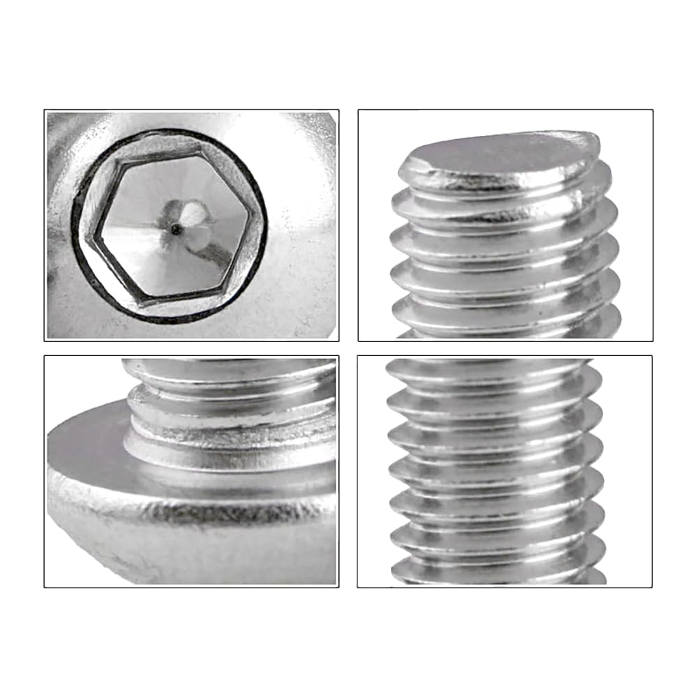 (M10 x 20 mm, 100 piezas) Juego de pernos de acero inoxidable M10, ideal para proyectos de carpintería y reparación, tornillos de cabeza redonda y cierres de cabeza de botón plateados
