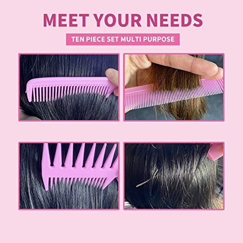 Ronchall 10 Pcs Professional Styling Comb Set - Coarse And Fine Toothed Pick Combs For Hairstyling thumb #4