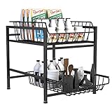 Spice Rack Organizer for Cabinet, AISUNY Storage Shelves and Wire Baskets for organizing, 2 Tier...