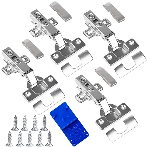 110° Bisagras de Muebles con Amortiguador Cierre Automático suave, Bisagras de Puerta de Cocina Estándar, para Armario (4 Piezas)