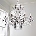 Saint Mossi 6 Light Crystal Chandelier Light Fixture Modern Chandelier Crystal Lighting, Crystal Pendant Raindrop Chandelier for Dining Room,Bedroom,Living Room,H23 x D24, 6-Light