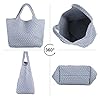 YILCER Large Woven Tote Handbag for Women, Vegan Leather Tote Bag Big Capacity Ladies Top-handle Bags Set (Coffe Brown) #2