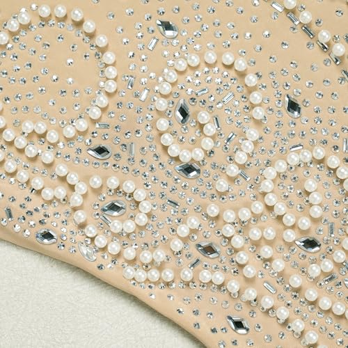 Image of PORRCEY Women's Sexy Elegant Rhinestone Bodycon Dress Hot Drilling Clubwear