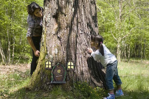 Zzicen Fairy Door For Tree Decorations - Miniature Fairy Garden Accessories Outdoor Decor Kit Tree Stump Decor Gnome Door Set Garden Art Outdoor Clearance For Kids Window Glow In The Dark #TOP6