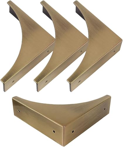 Sutfmwe Protector de esquina de metal, 4 piezas, soportes decorativos de esquina para muebles, cajas de madera, escritorios, marco de madera,