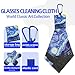4Pcs Glasses Cleaning Cloth,Microfiber Cleaning Cloths,Lens Cleaning Cloth for World Classic Art Collection,Pouch&Clip-On&Washable,for Eyeglasses,Screens,Sunglasses,Camera Lenses (Blue)