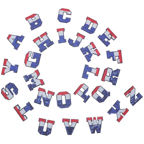 Housoutil Parches Letras Diseño Americano para Decoración de Fiesta 4 de Julio, 26 Piezas de Poliéster Adhesivo Termofusible sin Costura para DIY