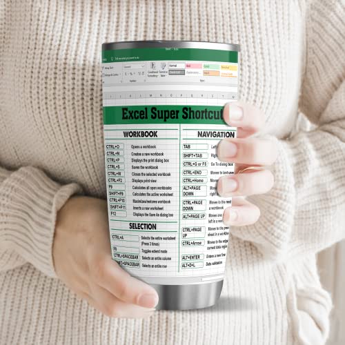 Bechusky Excel Tumbler Group Excel Shortcut Tumbler Excel Cheat Sheet Travel Spreadsheet Accounting Student Senior Accountant Cpa Gift For Coworker Colleague Friend On Birthday Anniversary Christmas #TOP4
