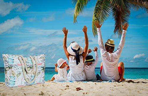 Kuak Beach Bag Extra Large Waterproof Sandproof Lightweight Durable Women Shoulder Tote Bags With Top Zipper, Pockets, Lining, Rope Handles For Pool Gym Travel #TOP4