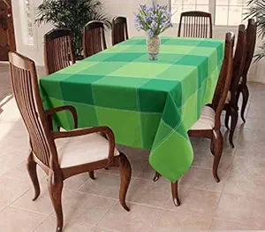 AIRWILL 100% Cotton Checkered Pattern 8 Seater Rectangle Table Cover Sized, 56x95 inches (Green, Pack of 1)