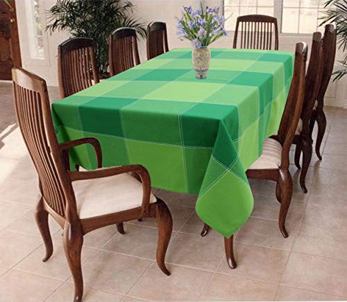 Image of AIRWILL 100% Cotton Square Table Cover for Dining Table | Premium Washable Table Cloth | Soft Durable Fabric for Home Kitchen Restaurant & Coffee Table (Green, 8 Seater)