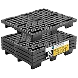 Horison Industries Plastic Pallets for Basement 1200x1000x160mm, 5 Packs Black Heavy Duty Grid Pallets - Lightweight & Stackable Outdoor Storage Grid Floor Pallet for Supermarket, Garden, Garage