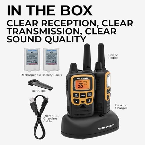 Midland T61VP3 X-Talker FRS Walkie Talkie, Black/Yellow, 2 Pack - image 7