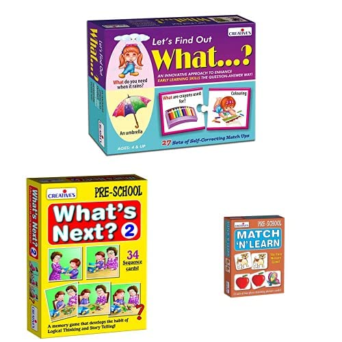 Image of Creative Educational Aids P. Ltd. - CRE0995 Let's Find Out What Puzzle (Multi-Color, 54 Pieces)|CRE0686 What's Next - 2 Card Game (Multi-Color, 34 Pieces)|Match N Learn